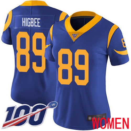 Los Angeles Rams Limited Royal Blue Women Tyler Higbee Alternate Jersey NFL Football 89 100th Season Vapor Untouchable